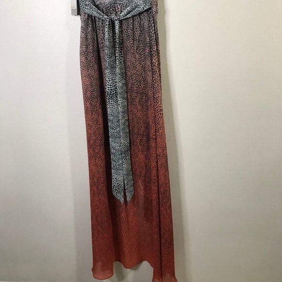 NWT Guess Cactus Flower Ombre Maxi Dress Size XS Extra Small Snakeskin High Low - Picture 7 of 12
